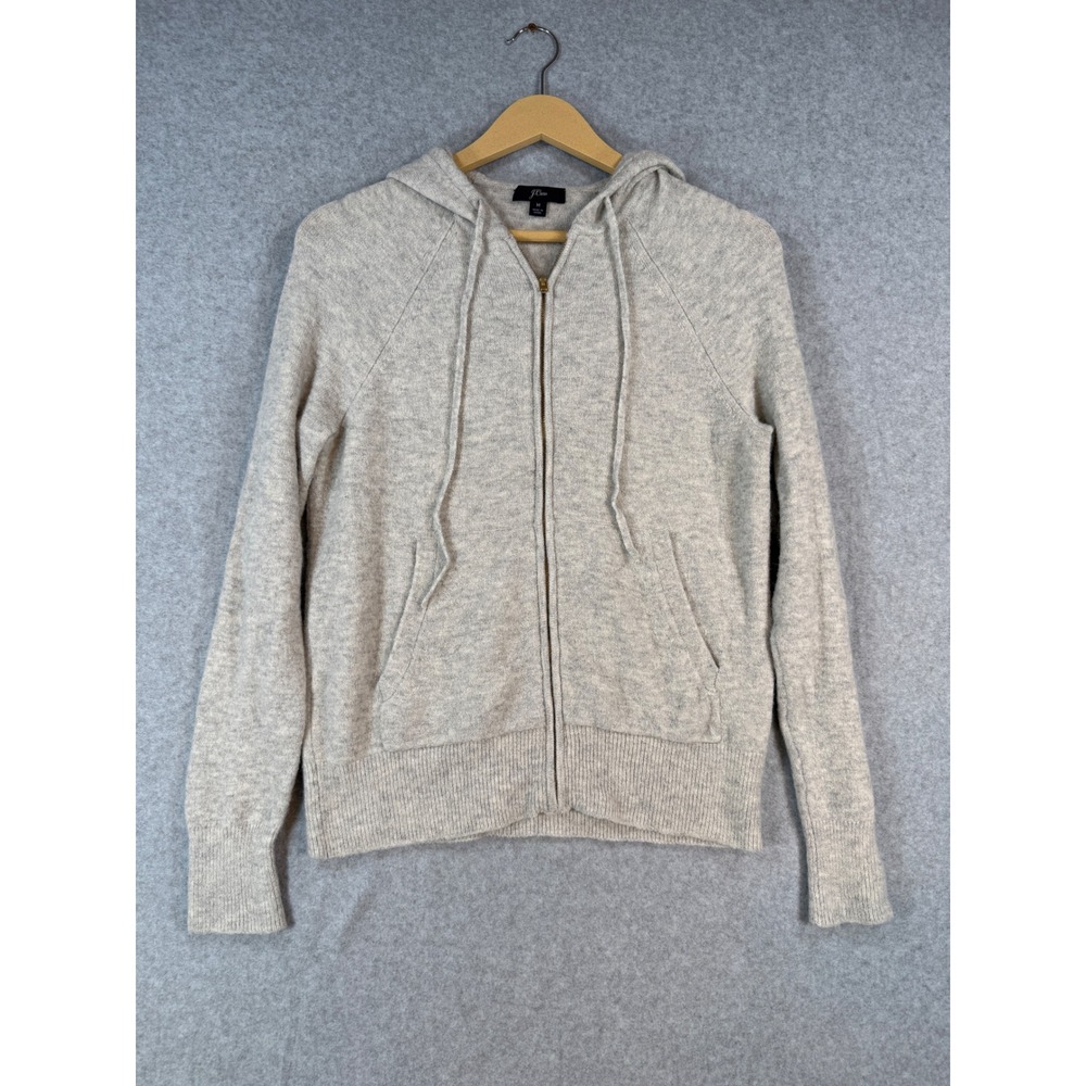 J.Crew M Zip Hoodie Gray Minimalist Wool Alpaca Blend Sweater